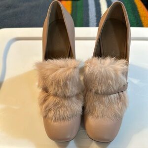 Plush rabbit fur adds chic texture to stylish look in these retro inspired Faune